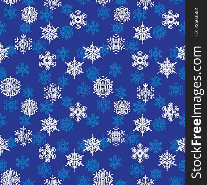 Blue background with blue and white snowflakes. Blue background with blue and white snowflakes