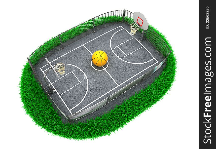 3D Concept Basketball Arena on White Background
