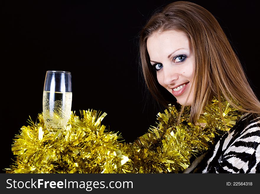 Beautiful woman enjoying a glass of pink champagne. Beautiful woman enjoying a glass of pink champagne.