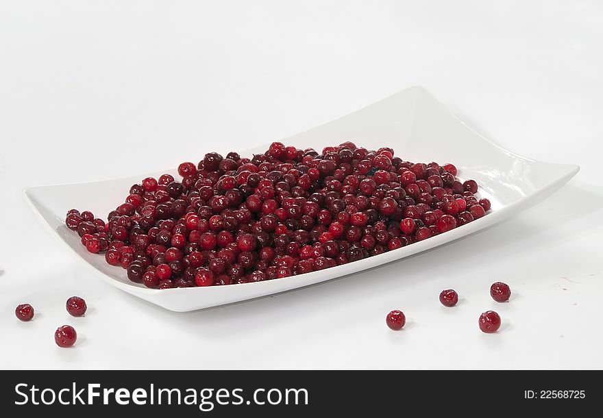 Fresh cowberry on white background