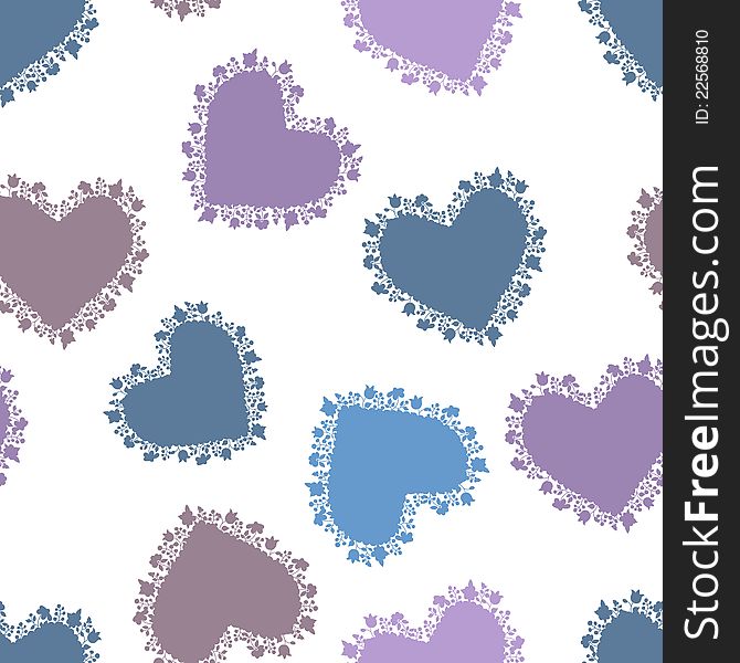 Romantic seamless pattern with multicoloured hearts. Vector illustration