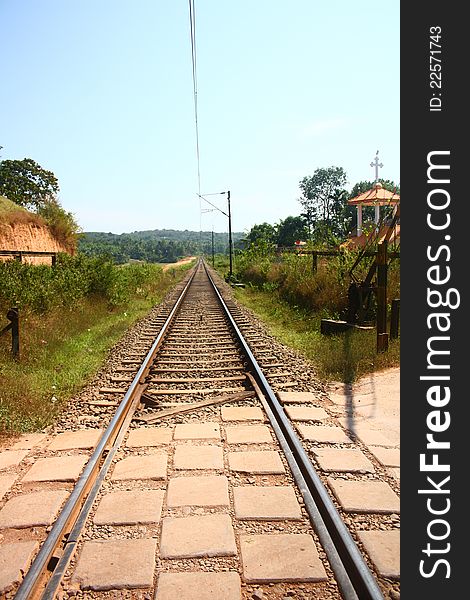 Empty Railway Tracks through Scenic parts of Kerala, South India. Empty Railway Tracks through Scenic parts of Kerala, South India