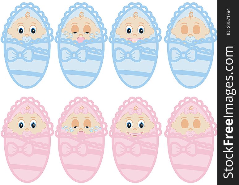 Infants on white boy and girl vector illustration. Infants on white boy and girl vector illustration