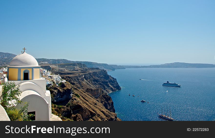 Like snow on top of a mountain of Santorini, situated white city. This man-made miracle every year attracts thousands of tourists. Like snow on top of a mountain of Santorini, situated white city. This man-made miracle every year attracts thousands of tourists.