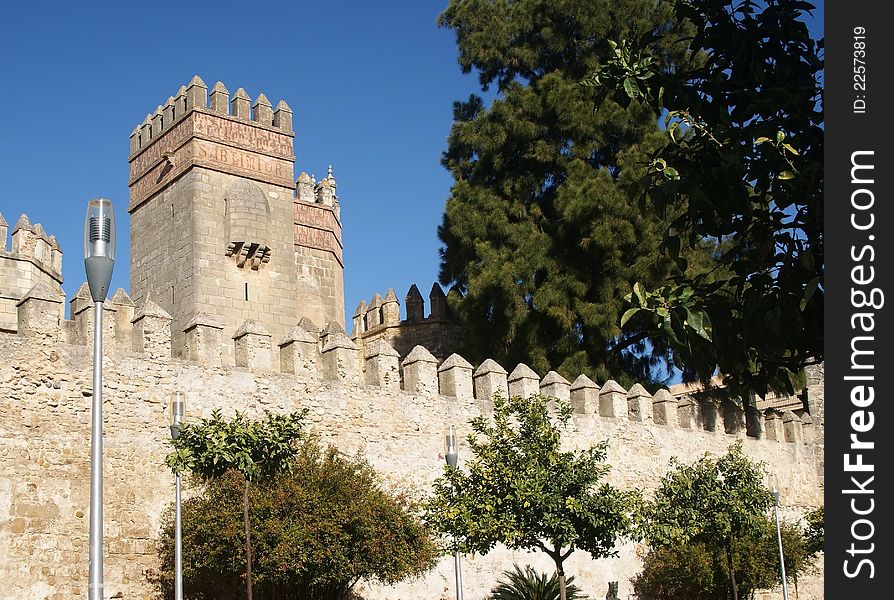 The tower of the Castle of Puerto de Santa Maria in Cadiz in south of Spain
