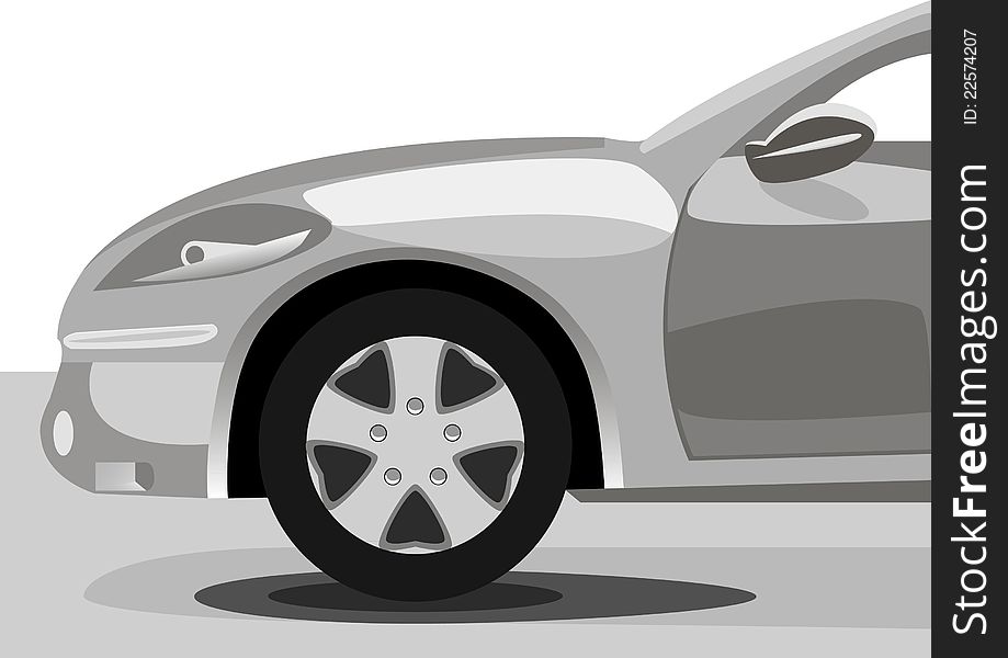 Silhouette of car sedan on white background. Vector illustration