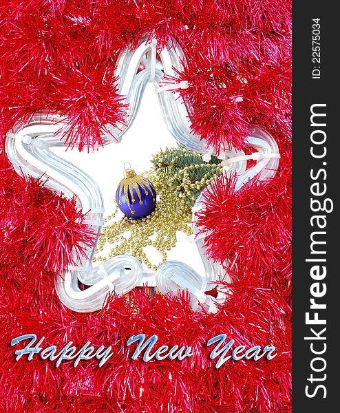 New Year background of tinsel and stars. New Year background of tinsel and stars