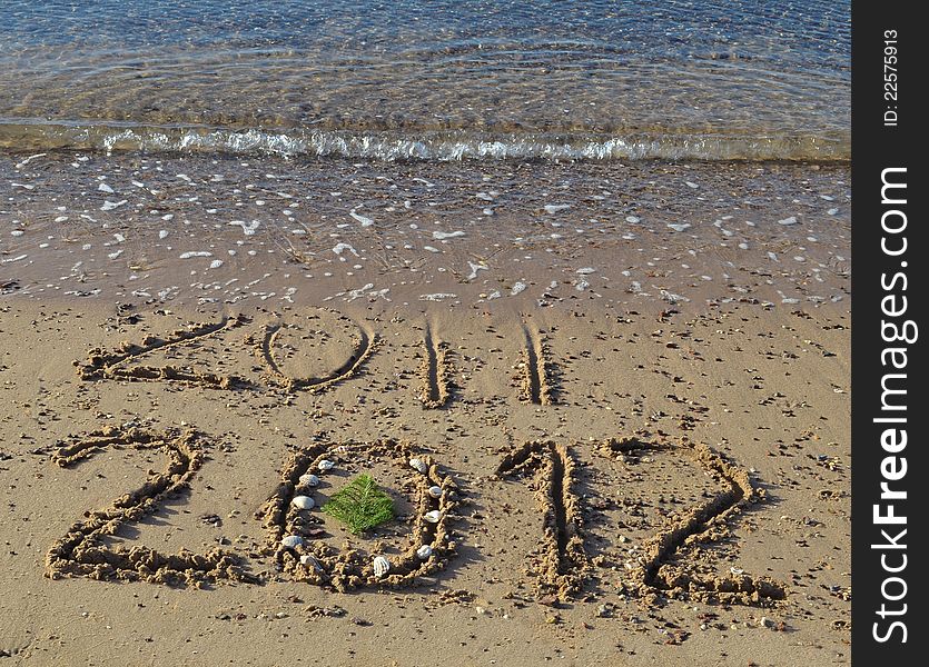 2012 year is coming in the beach of Eilat, Israel