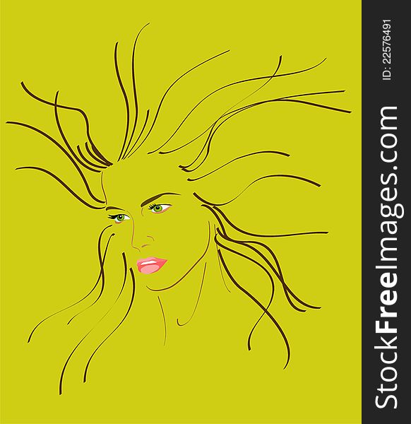 Vector illustration of a colored beauty face silhouette. Vector illustration of a colored beauty face silhouette