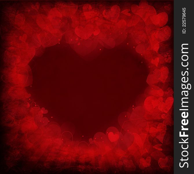 Red Valentine's day background with hearts.