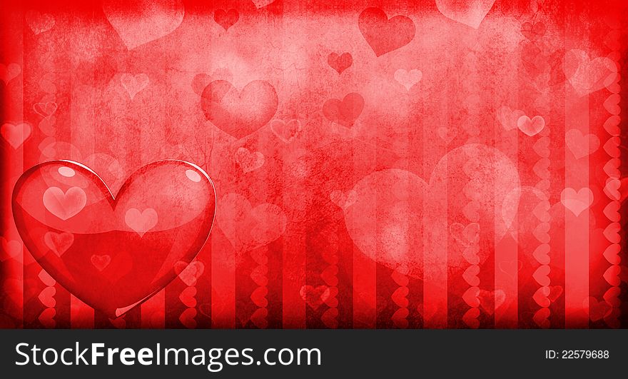 Red Valentine's day background with hearts.