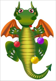 Dragon With Christmas Ball Royalty Free Stock Image