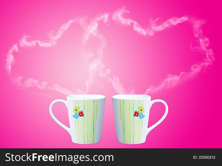 Coffee Cup With Steam Shaped As Heart