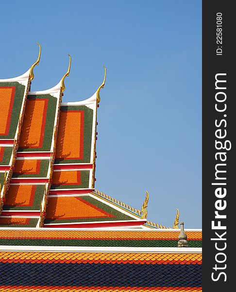 Unique rooftop of Thailand temple Wat Pho