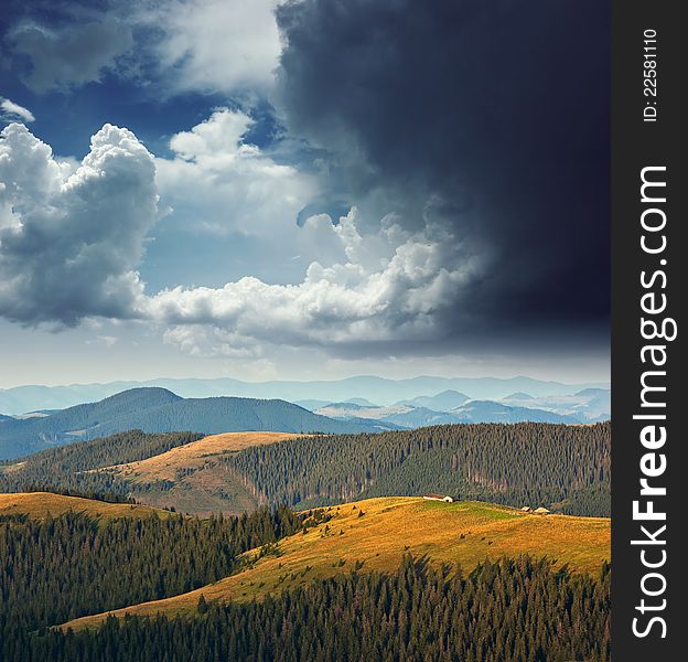 Landscape in the mountains. Ukraine, the Carpathian mountains. Landscape in the mountains. Ukraine, the Carpathian mountains