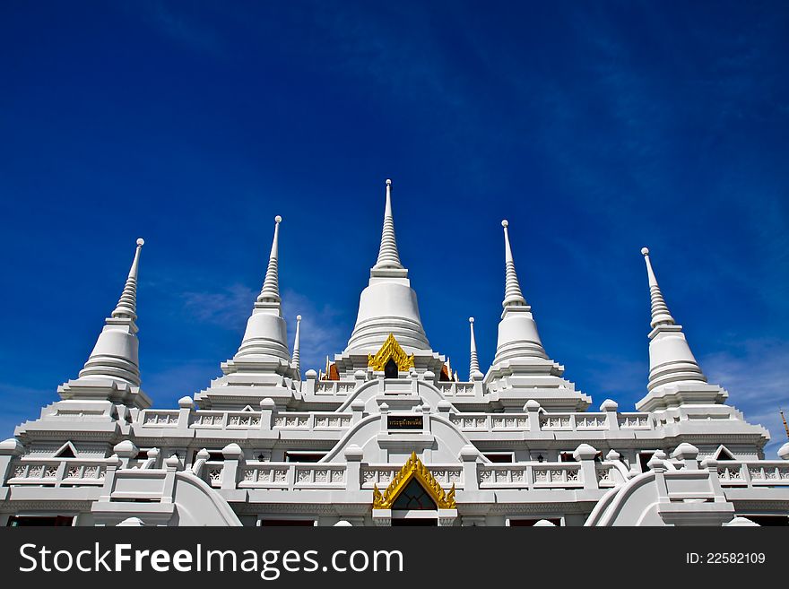 White Pagodas At Wat Asokaram, Samut Prakan