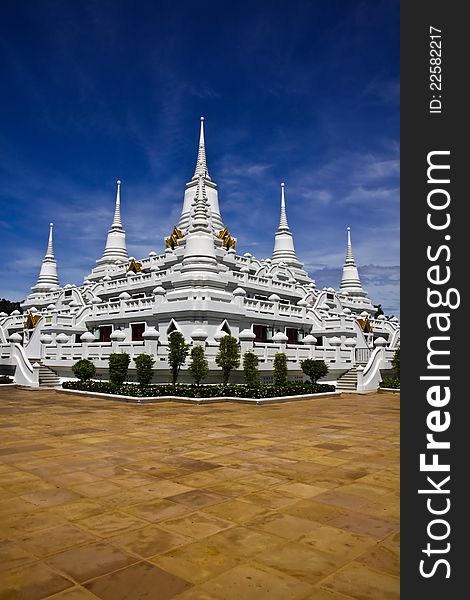 White Pagodas At Wat Asokaram, Samut Prakan
