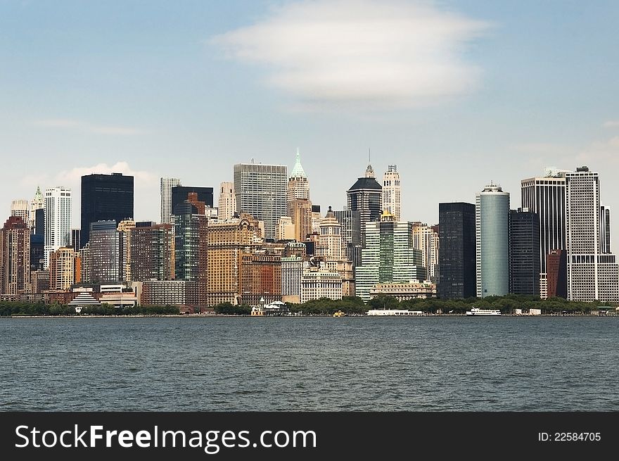 Panoramic view of the buildings and skyscrapers of down-town Manhattan, Newy York Cit. Panoramic view of the buildings and skyscrapers of down-town Manhattan, Newy York Cit