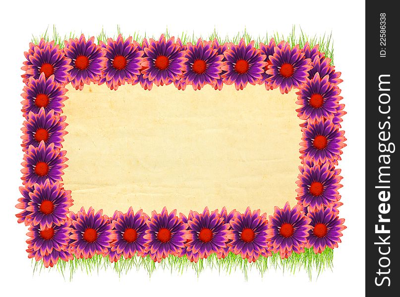 Flowered frame with old paper background. Flowered frame with old paper background