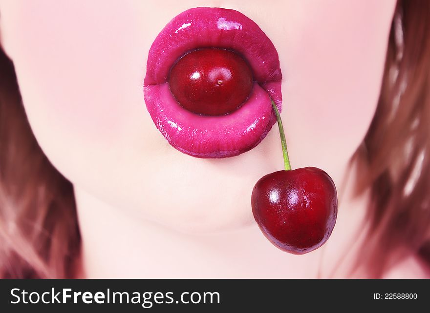 Lips and cherry