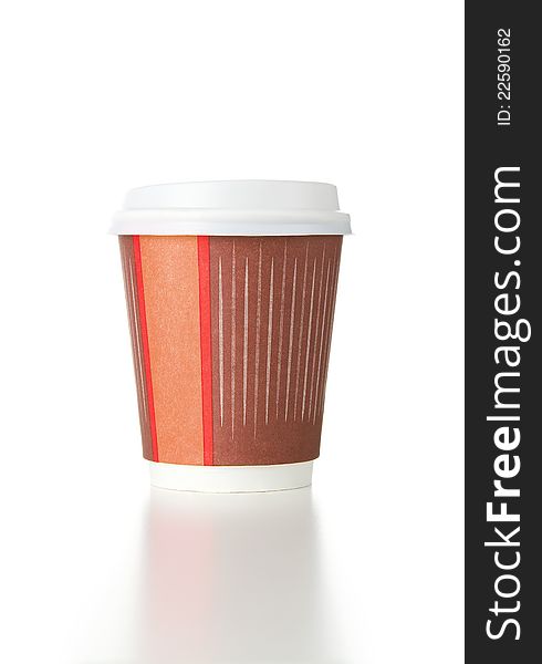 Blank recyclable coffee cup on white background. Blank recyclable coffee cup on white background