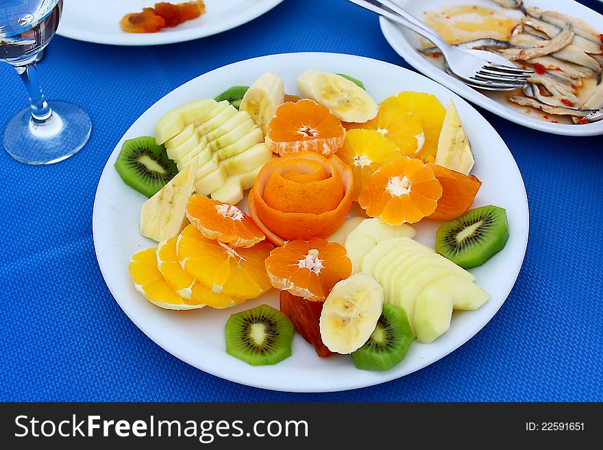 Fruit Salad served in a Turkish restaurant