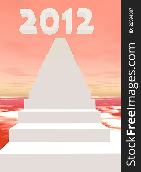 White stairs leading to 2012 in a colored background. White stairs leading to 2012 in a colored background