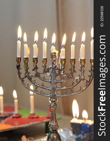 A Menorah used on Hanukkah