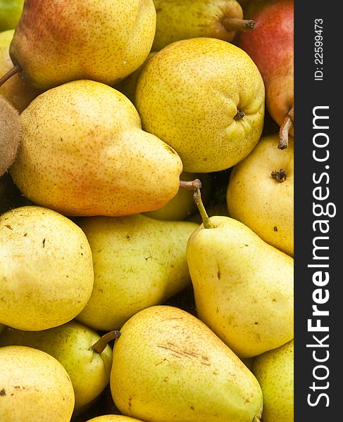 Many pears forming a background. Many pears forming a background