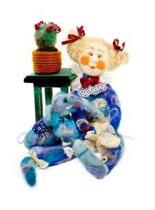 Doll With Elephant - Handmade Stock Photography Doll With Elephant - Handmade Stock Photography
