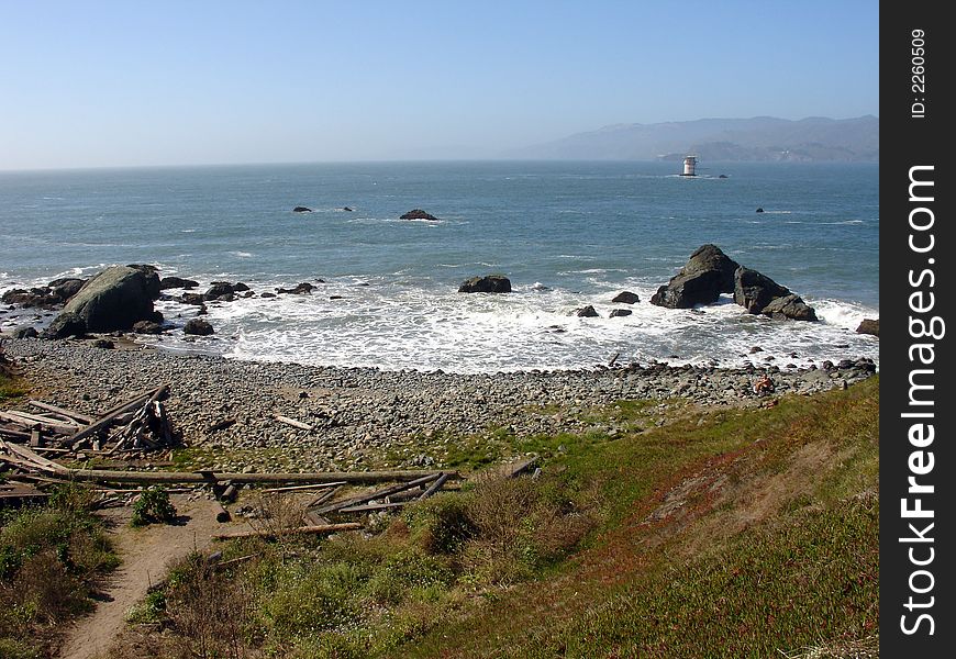A view of the shoreline in Golden Gate state park