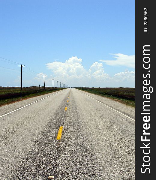 A straight road leading to nowhere in Texas