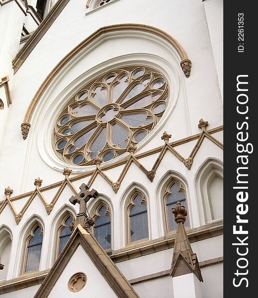 Historic Church detail with ornate circular window