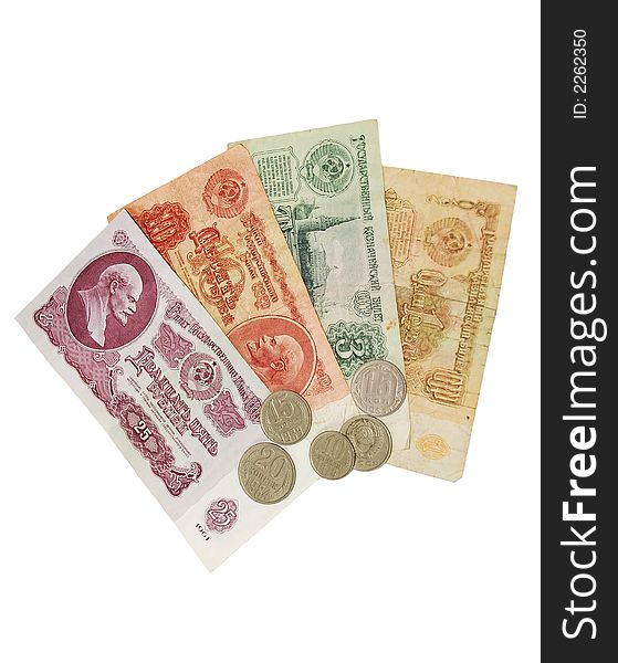 USSR's currency isolated on w/b