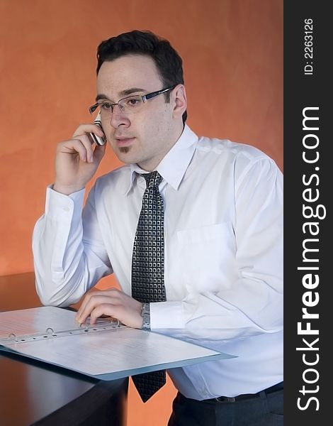 Successful businessman talking on phone