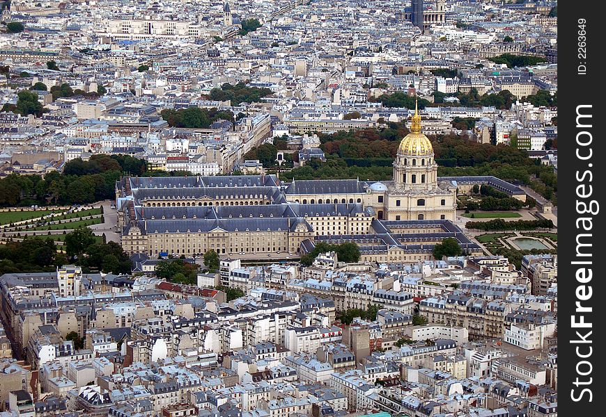 Cityscape with invalides from above. Cityscape with invalides from above
