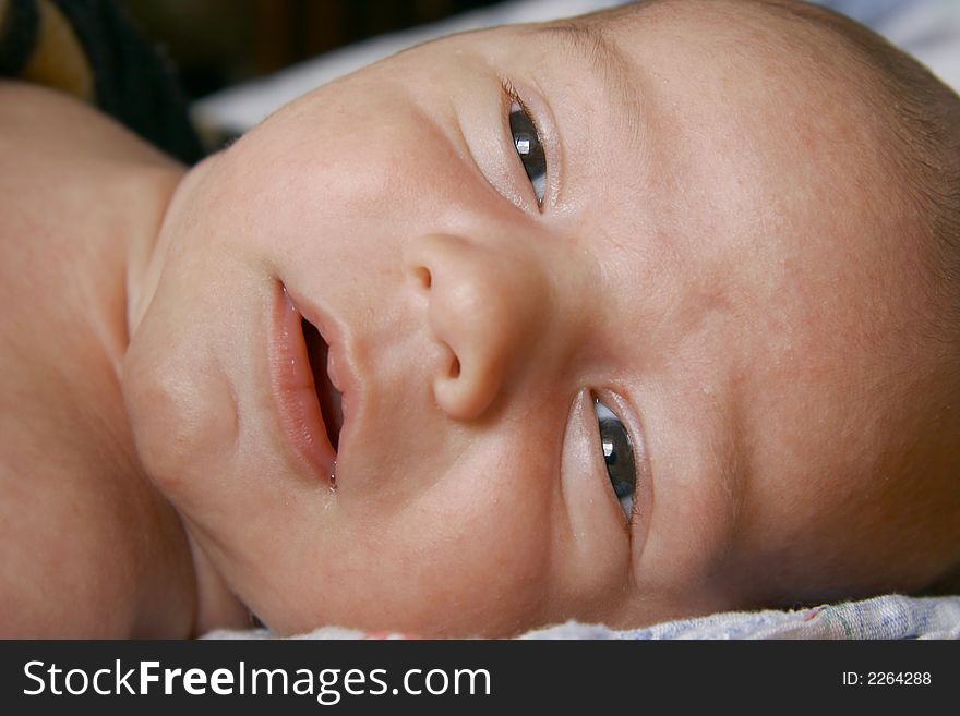 Close up portrait of one-month baby. Close up portrait of one-month baby