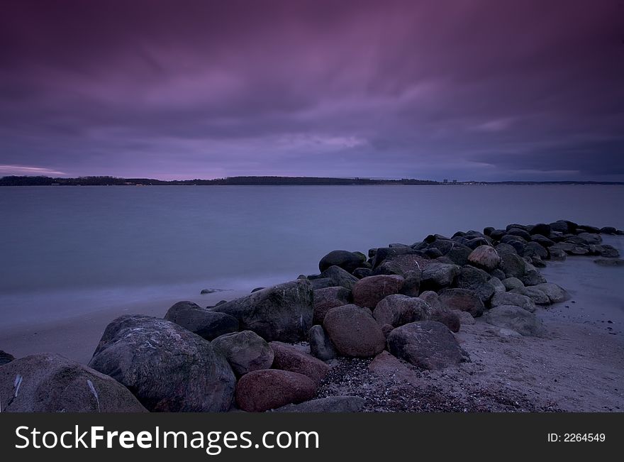Sunset over Laboe in Northern Germany. Sunset over Laboe in Northern Germany