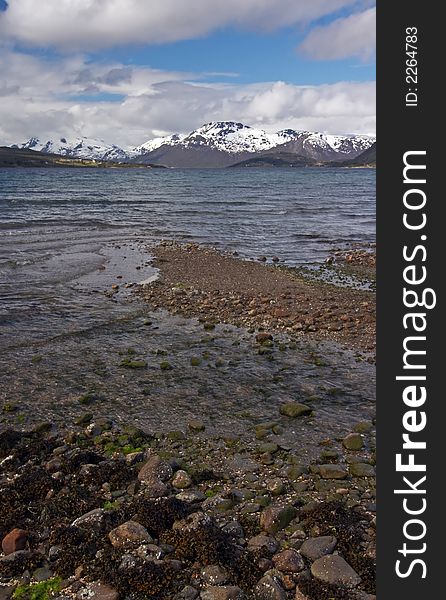 Coast with blue water in Norway