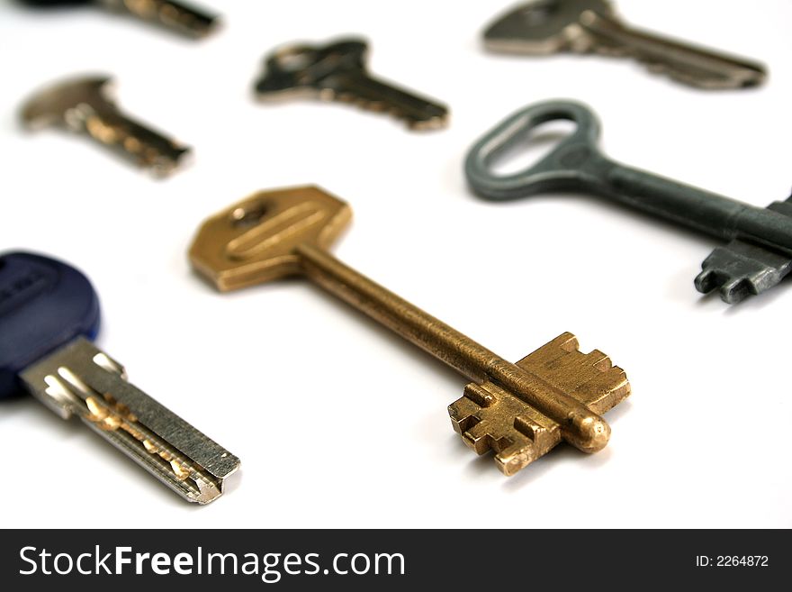 Keys on a white background