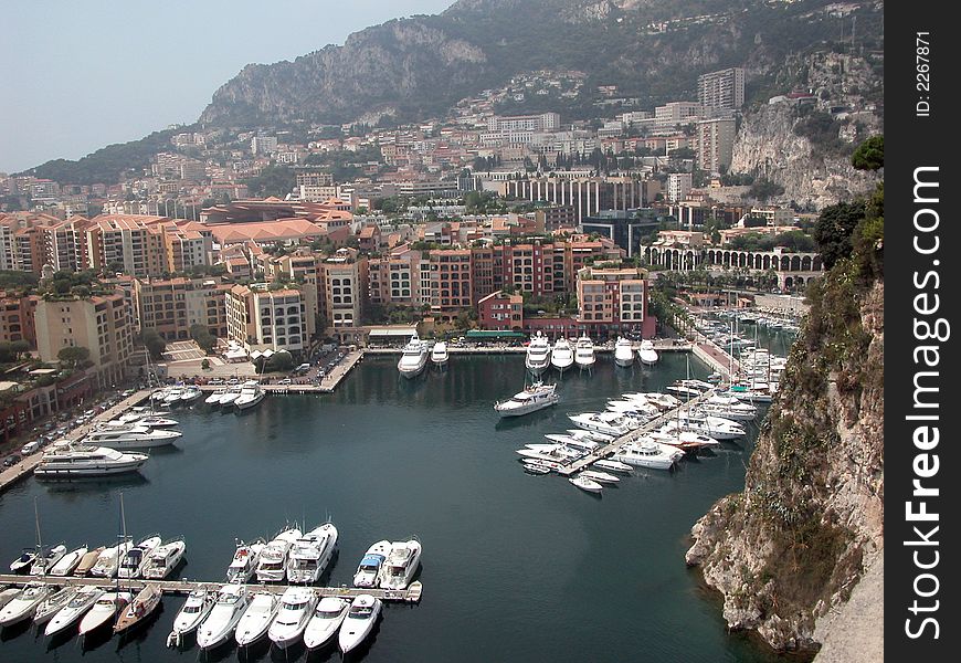 Sea harbour in a small small town among mountains. Sea harbour in a small small town among mountains