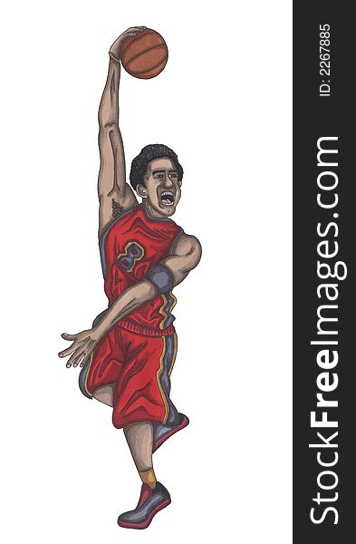 hand drawn illustration of a basketball player