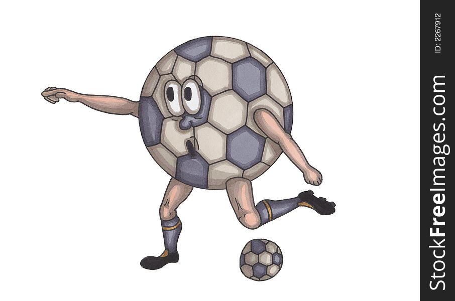 hand drawn illustration of a human soccer ball