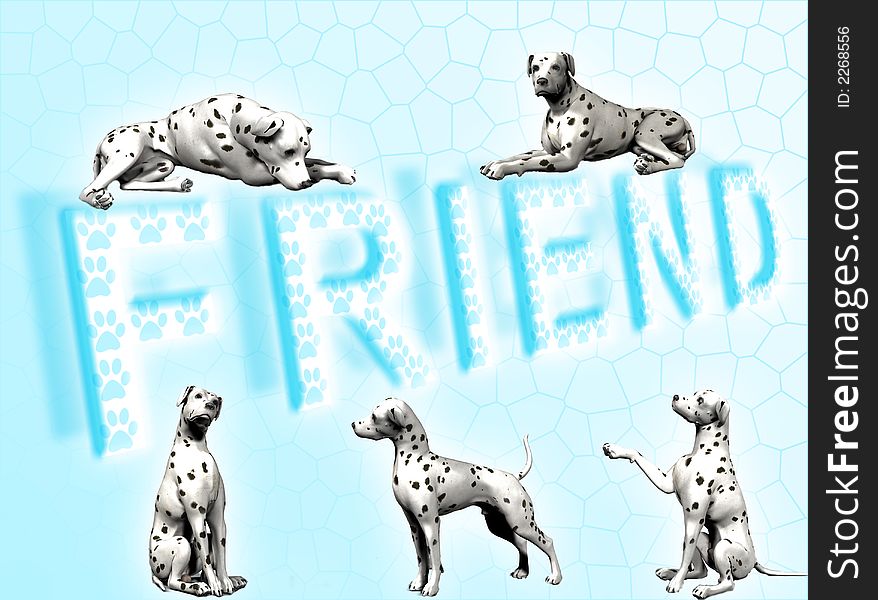 Illustration about dogs to represent friendship feeling