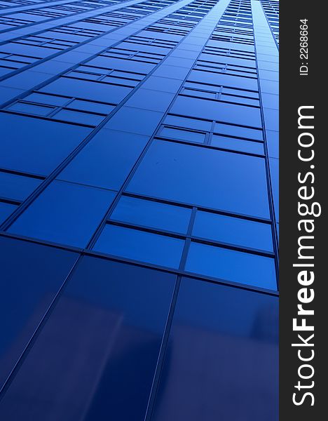 Blue building and a nice blue sky.