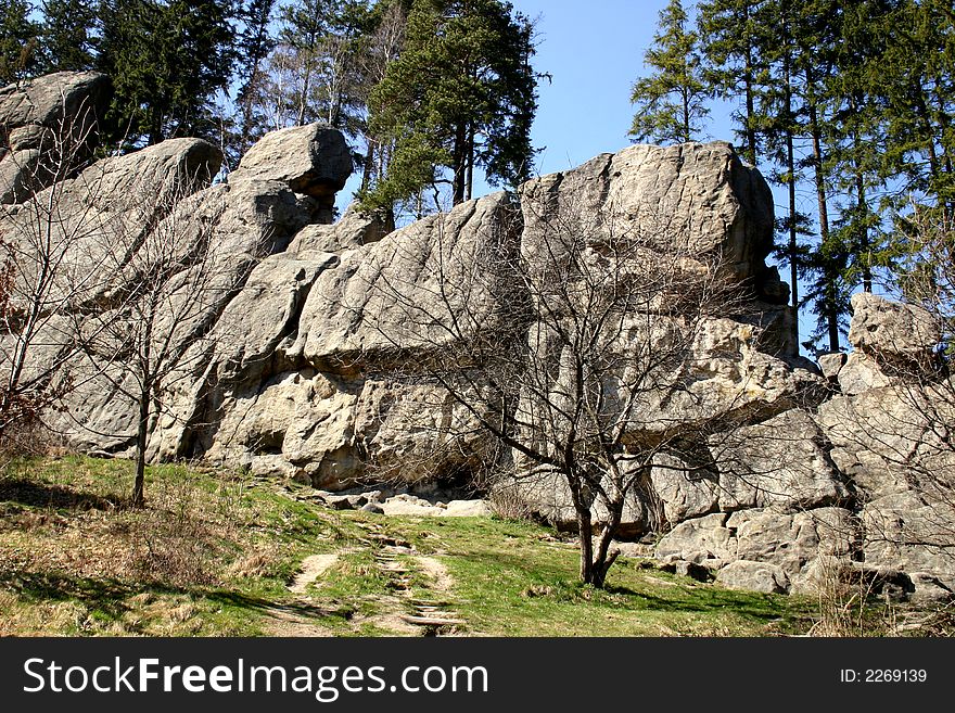 View at devil's rockies in a spring sunshine. View at devil's rockies in a spring sunshine