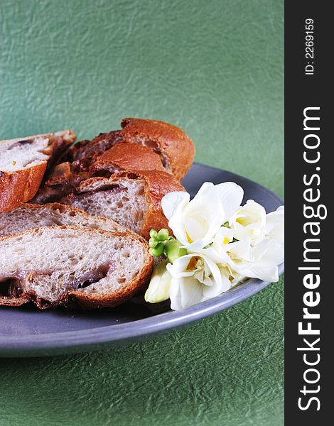 Plate of freshly baked bread. Plate of freshly baked bread