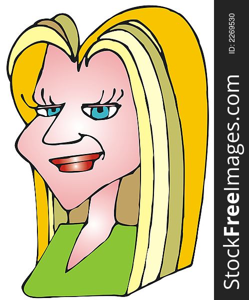 Cartoon ilustration of a blond woman