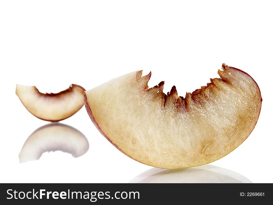 Fresh colored peaches on white background. Fresh colored peaches on white background