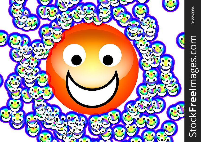 An image of a set of happy cartoon faces. An image of a set of happy cartoon faces.